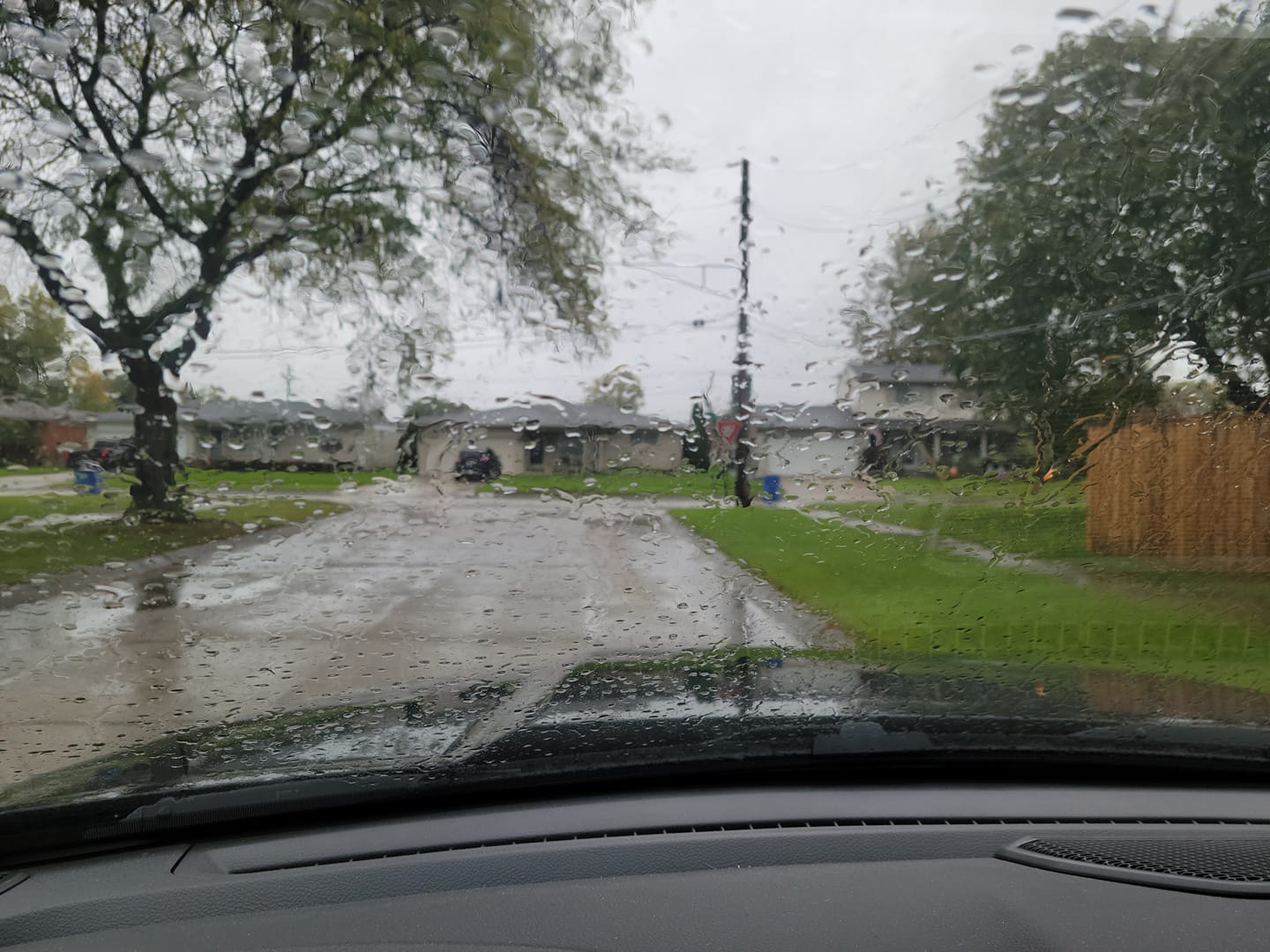 a car driving in the rain